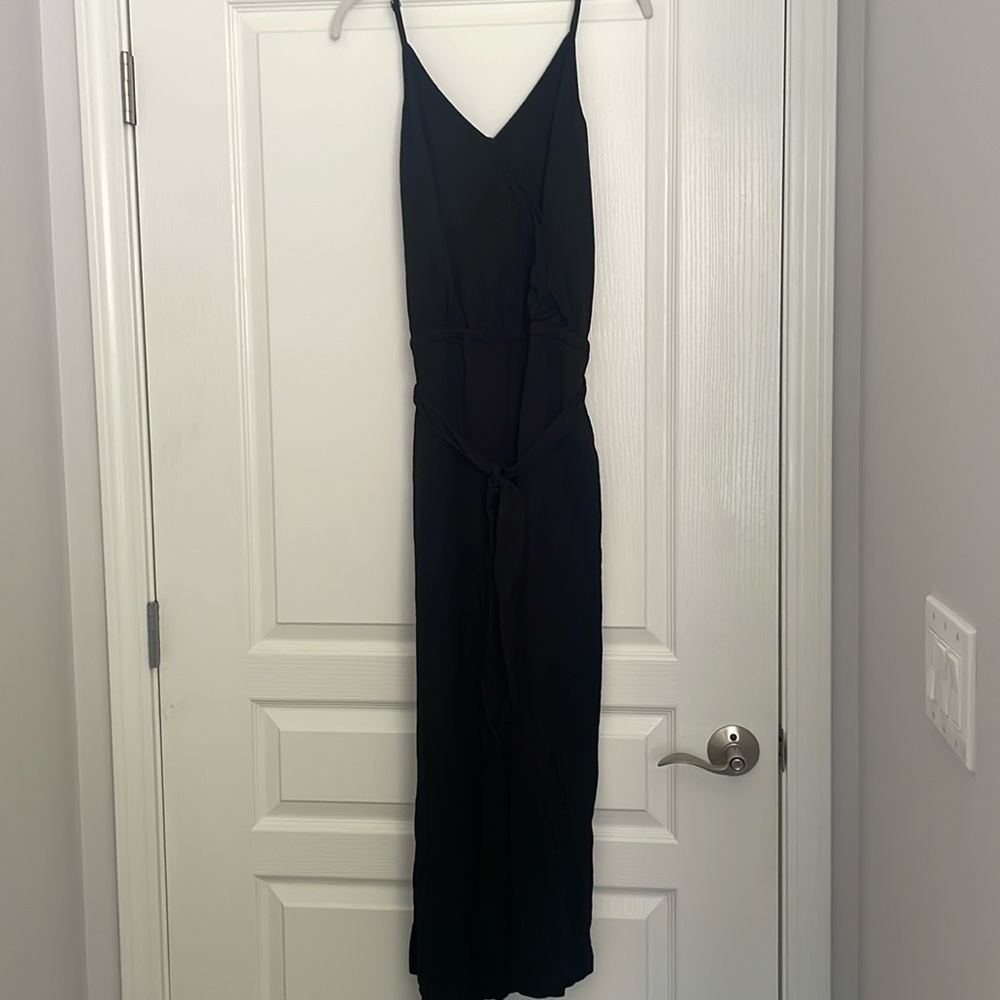 LOFT Black Sleeveless Jumpsuit with V-Neckline